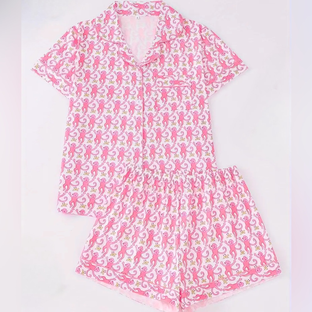 Pink Monkey Pajamas  Brand New